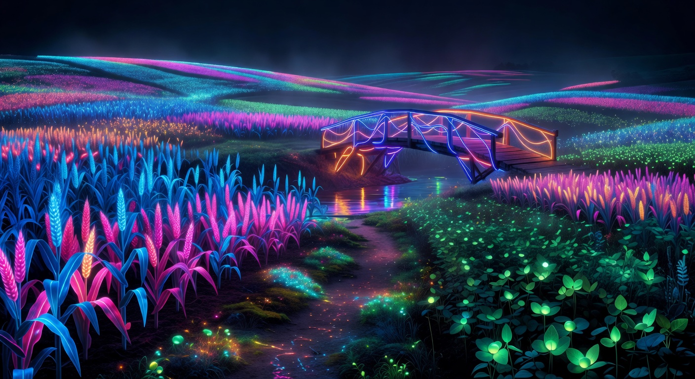 Neon Glowing Farm Crops Feature